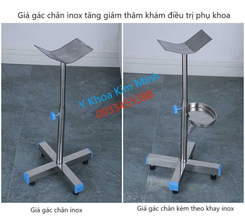 Gác chân bằng inox di động cho bệnh nhân khám sản khoa, phụ khoa