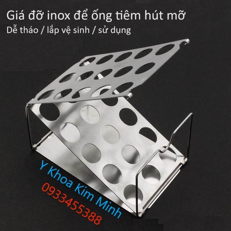 Giá đỡ inox để xi lanh dùng để hút mỡ tự thân bán ở Tp.HCM