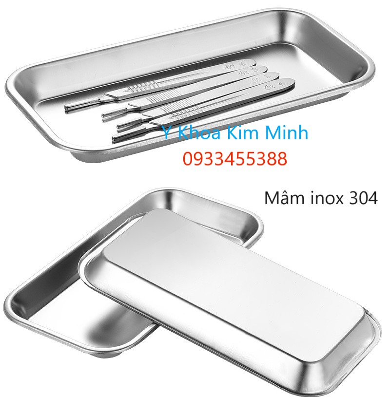 Khay inox chữ nhật SUS-304 dùng cho y tế